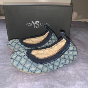 Yosi Samra Little Girl Shoes Size 6C Ballet Flats Denim Sammie Slip On Run Small